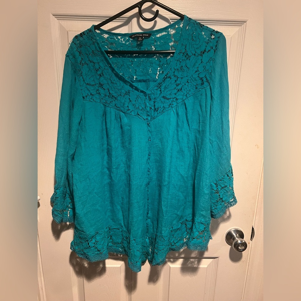 Teal long sleeve women shirt